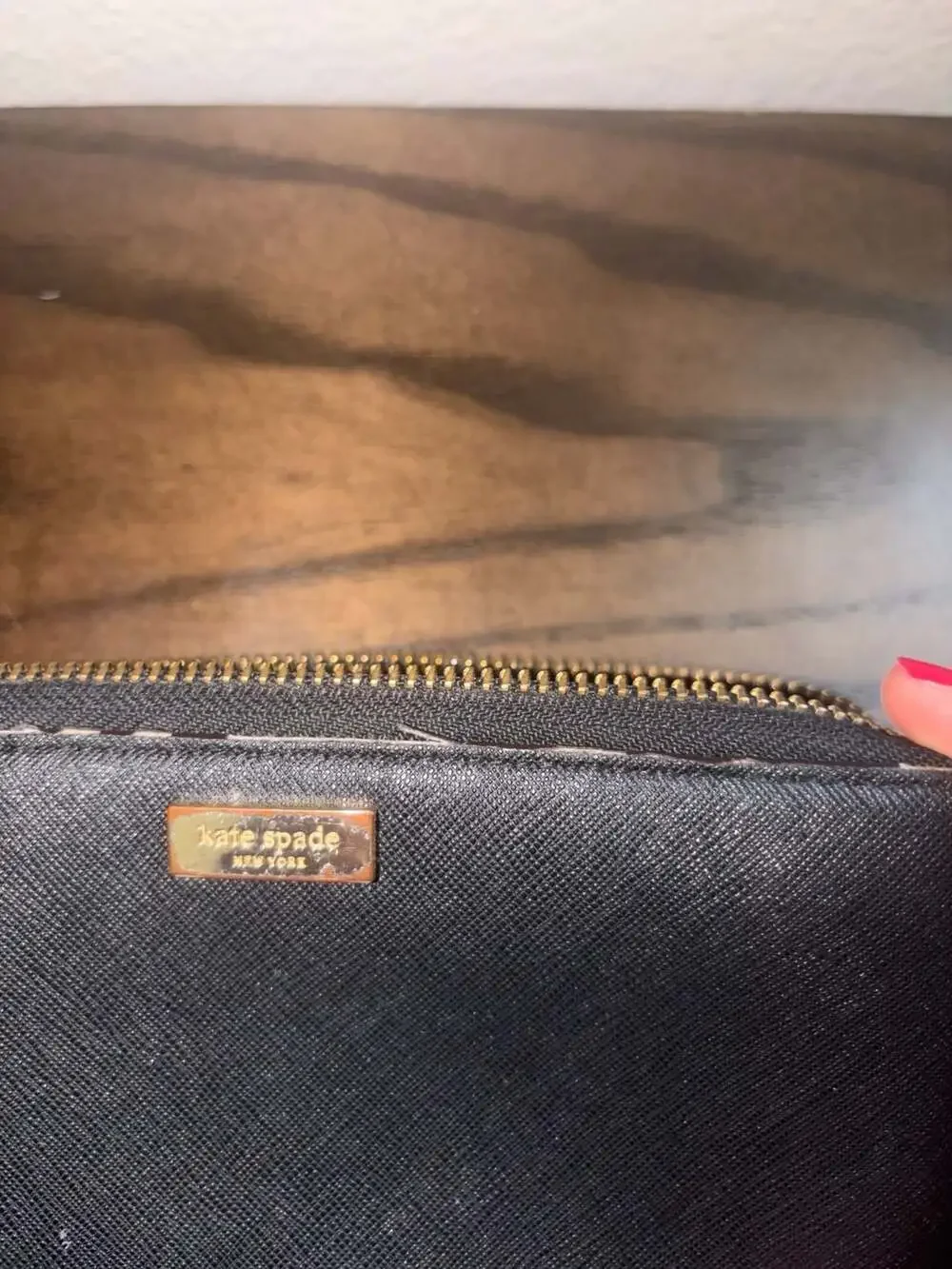 Kate Spade Laurel Way Neda Saffiano Leather Zip-Around Wallet in Black